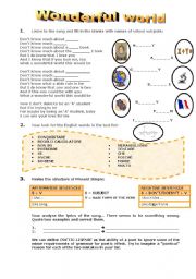 English Worksheet: SONG - WONDERFUL WORLD