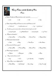 English Worksheet: Harry Potter and the Goblet of Fire Workbook-Part 3 of 3