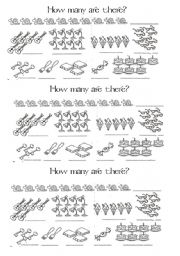 English Worksheet: How many are there?