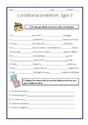 English Worksheet: Conditional sentences type II