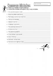 English worksheet: common mistakes quiz page