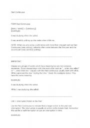 English Worksheet: past continuous tense