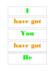 English worksheet: To have got  cards