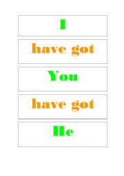 English Worksheet: To have got  cards