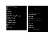 English Worksheet: icebreaker with MADLIb