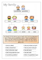 English Worksheet: My family