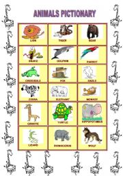 English Worksheet: Animals pictionary