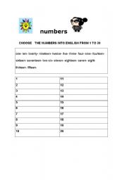 English worksheet: numbers 