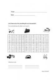 English Worksheet: Transports wordsearch