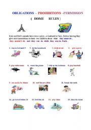 English Worksheet: obligation, prohibition, permission : Modals ( must- mustnt- can ) 