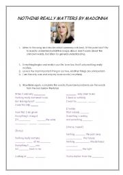 English Worksheet: Nothing Really Matters by Madonna