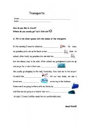 English Worksheet: Transport worksheet. Fill in the blanks