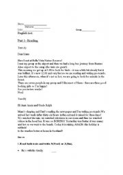 English Worksheet: Test - Past simple