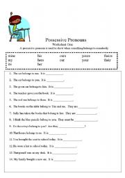 English Worksheet: Possesive Pronouns Sheet One