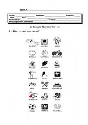 English worksheet: Sports