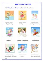 English Worksheet: Winter activities