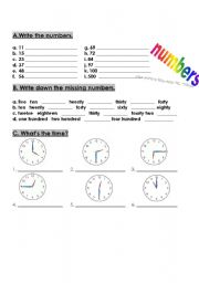 numbers- colors- time- classroom language
