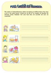 English Worksheet: Food: Countable and Uncountable Nouns Part 1