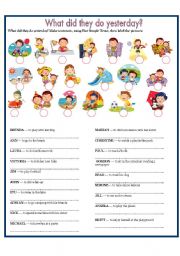 English Worksheet: WHAT DID THEY DO YESTERDAY?