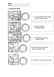 English Worksheet: kitty`s day