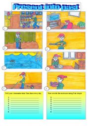 English Worksheet: Present simple and Past simple
