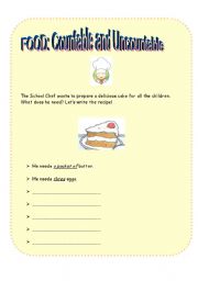 English Worksheet: Food: Countable and Uncountable Nouns Part 2