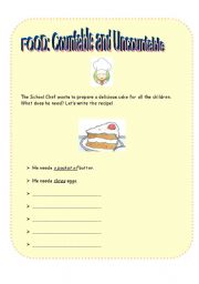 English worksheet: Food: Countable and Uncountable Nouns Part 2