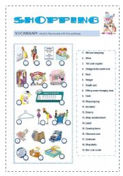 English Worksheet: Shopping 4 skills lesson 1/2