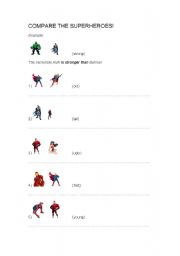 English Worksheet: Compare the superheroes