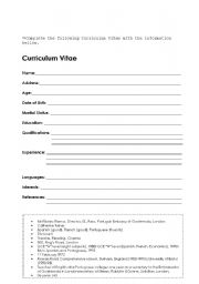 English Worksheet: CV