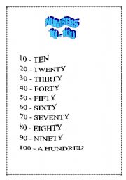 English worksheet: Numbers