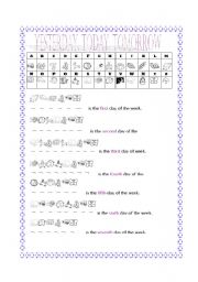 English Worksheet: days of the week