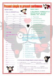 English Worksheet: Present simple vs present continuous exercises