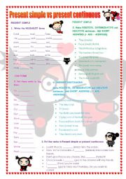 Present simple vs present continuous exercises