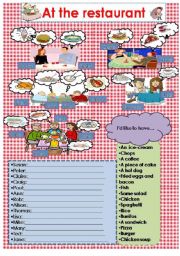 English Worksheet: Ordering at the restaurant