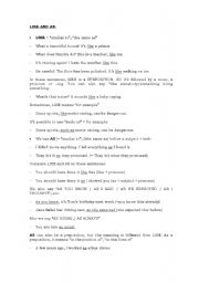 English Worksheet: Like and as