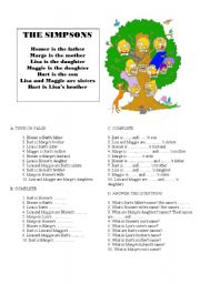 English Worksheet: The simpsons family tree