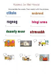 English Worksheet: Rooms in the House