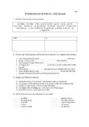 English Worksheet: DO OR MAKE?