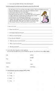 English Worksheet: reading comprehension exercise