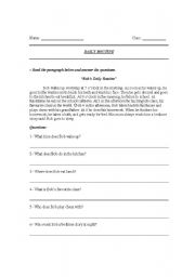 English worksheet: daily routine