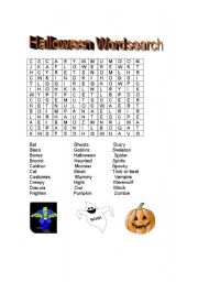 English worksheet: Halloween wordsearch