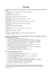 English Worksheet: Placement Test in Grammar
