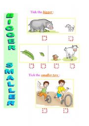 English Worksheet: Exercise to practice Comparatives and Superlatives  Bigger - Smaller  5  / 12