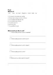 English Worksheet: food