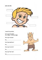 English Worksheet: Bodyparts and Have got / Has got