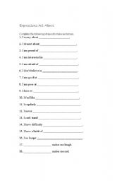 English worksheet: expressions all about me