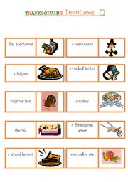 English Worksheet: THANKSGIVING DOMINOES !!!!!!!!!!!!!!!!!!!!!! 1/2