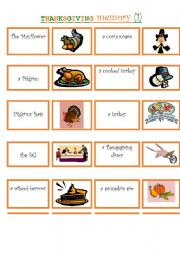 English Worksheet: THANKSGIVING MEMORY !!!!!!!!!!!!!!!!!!!!!! 1/2