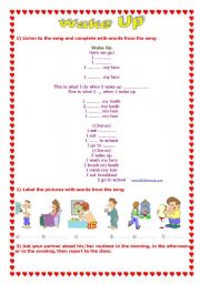 English Worksheet: Song:Daily routines